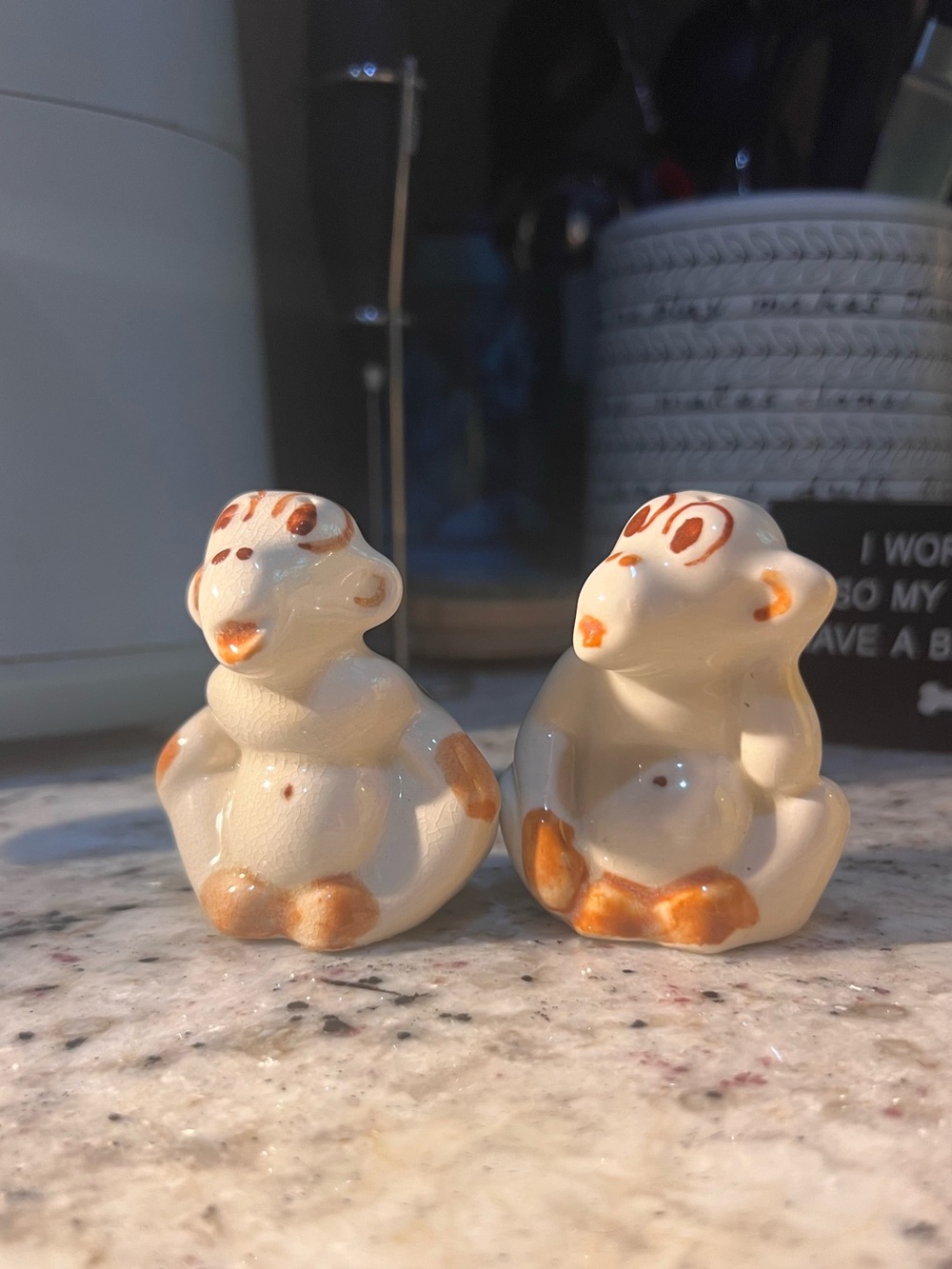 Ceramic Monkey Duo Salt and Pepper Shaker Set